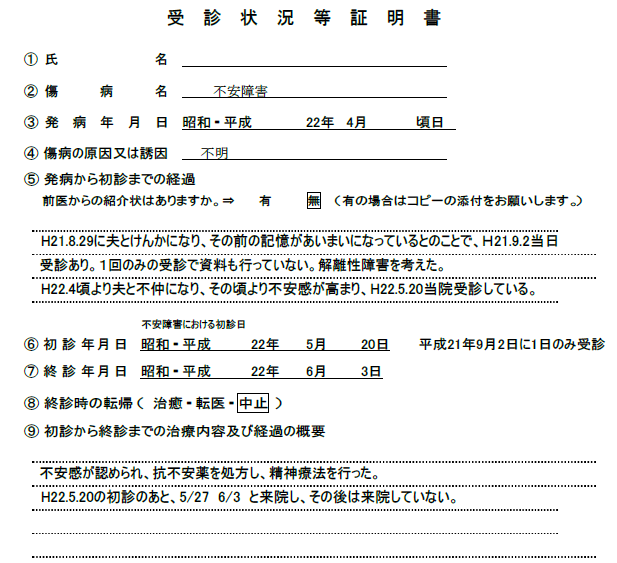 受診状況等証明書